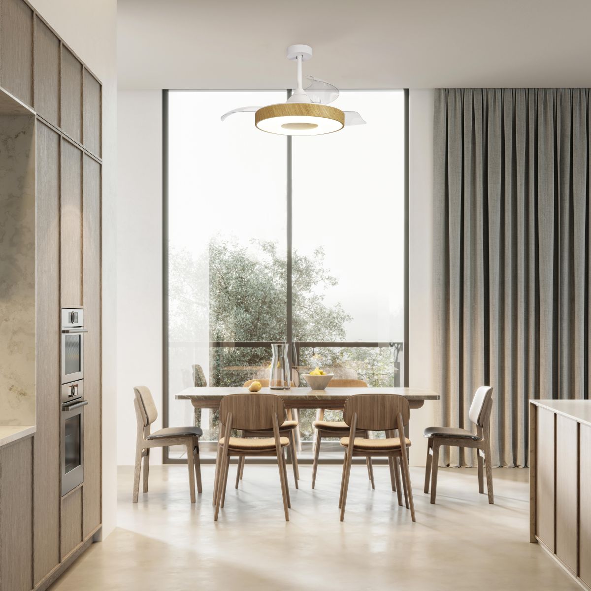 Ventilador de techo con luz retráctil silencioso DC Mantra Coin de Leroy Merlin