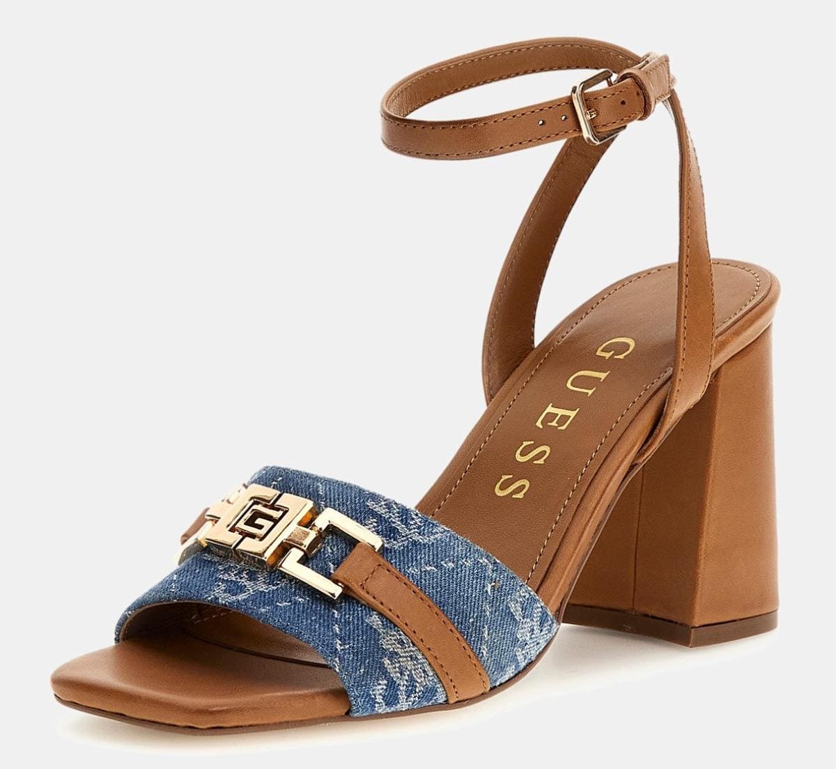 Sandalia Grato combinada de piel y denim de Guess