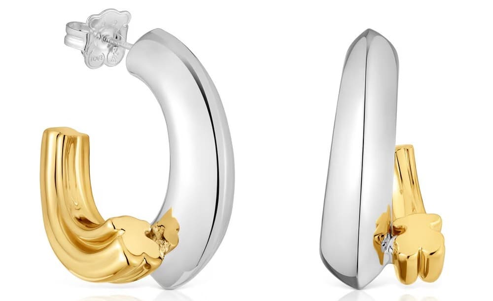 Los pendientes de aro largo bicolor con motivo de oso Tous 1950