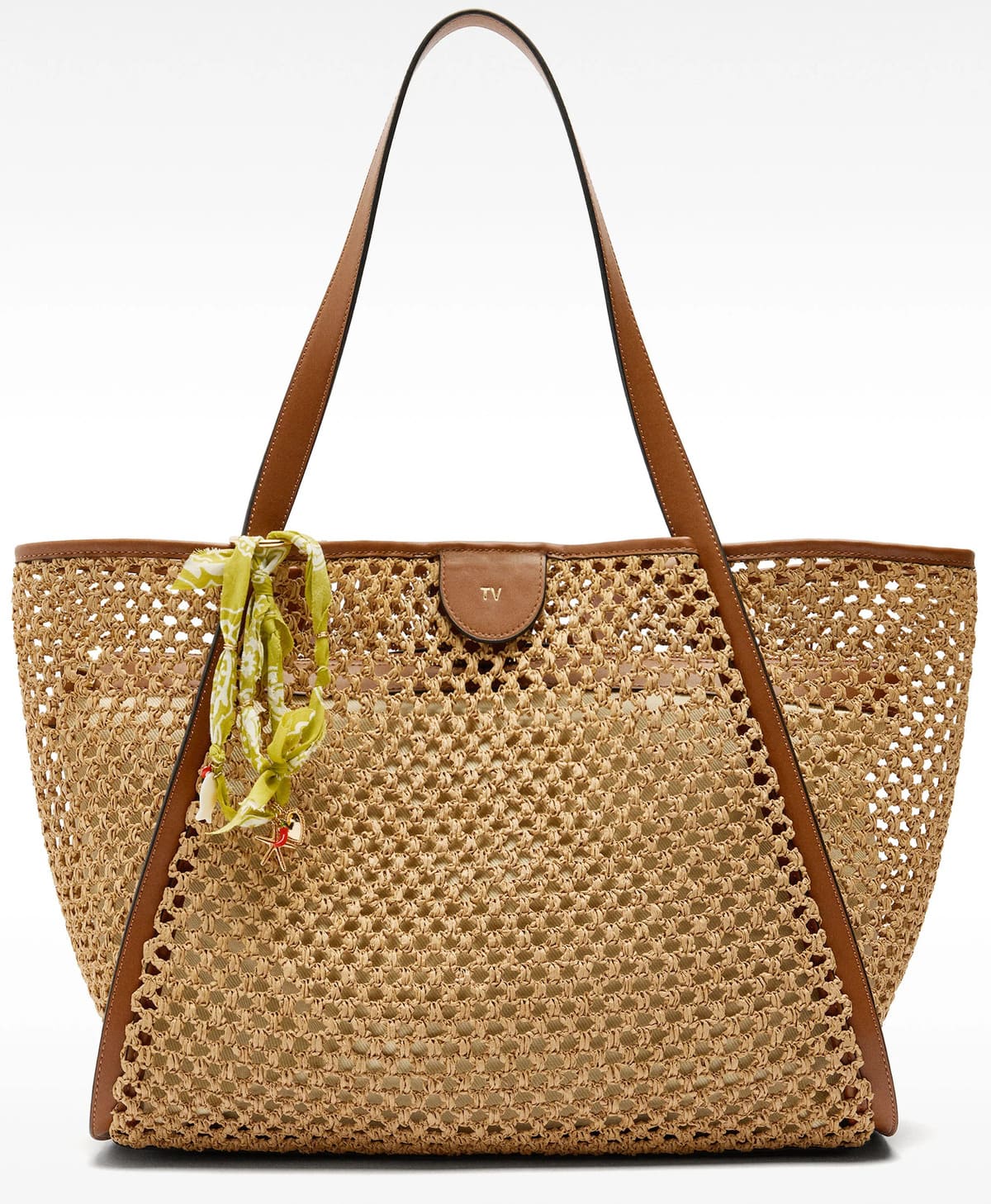 El bolso shopper de efecto rafia personalizable en color beige de Parfois