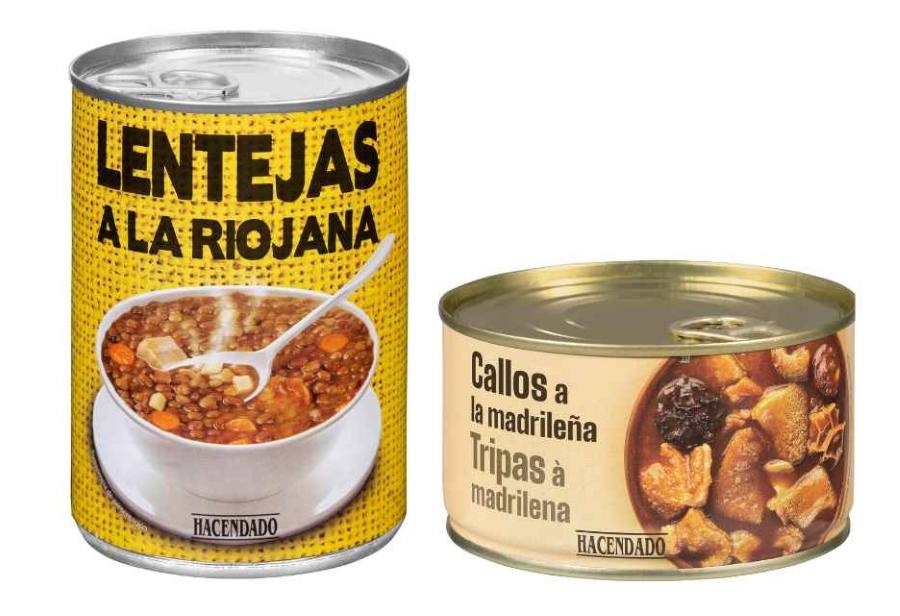 Lentejas a la riojana y callos a la Madrileña Hacendado de Mercadona