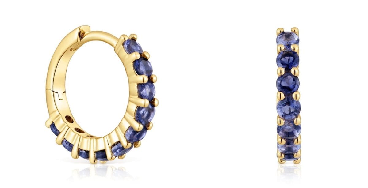 Pendientes aro de oro y iolitas Daisy de TOUS