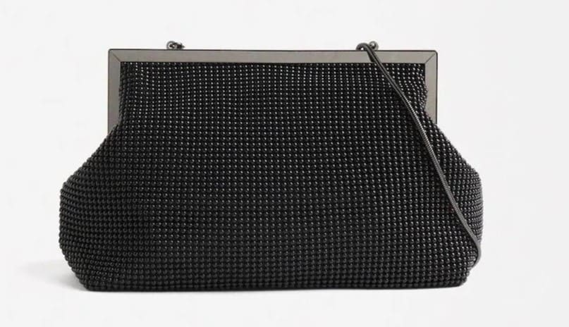 Bolso de fiesta convertible a bandolera con efecto mesh y cierre de botón