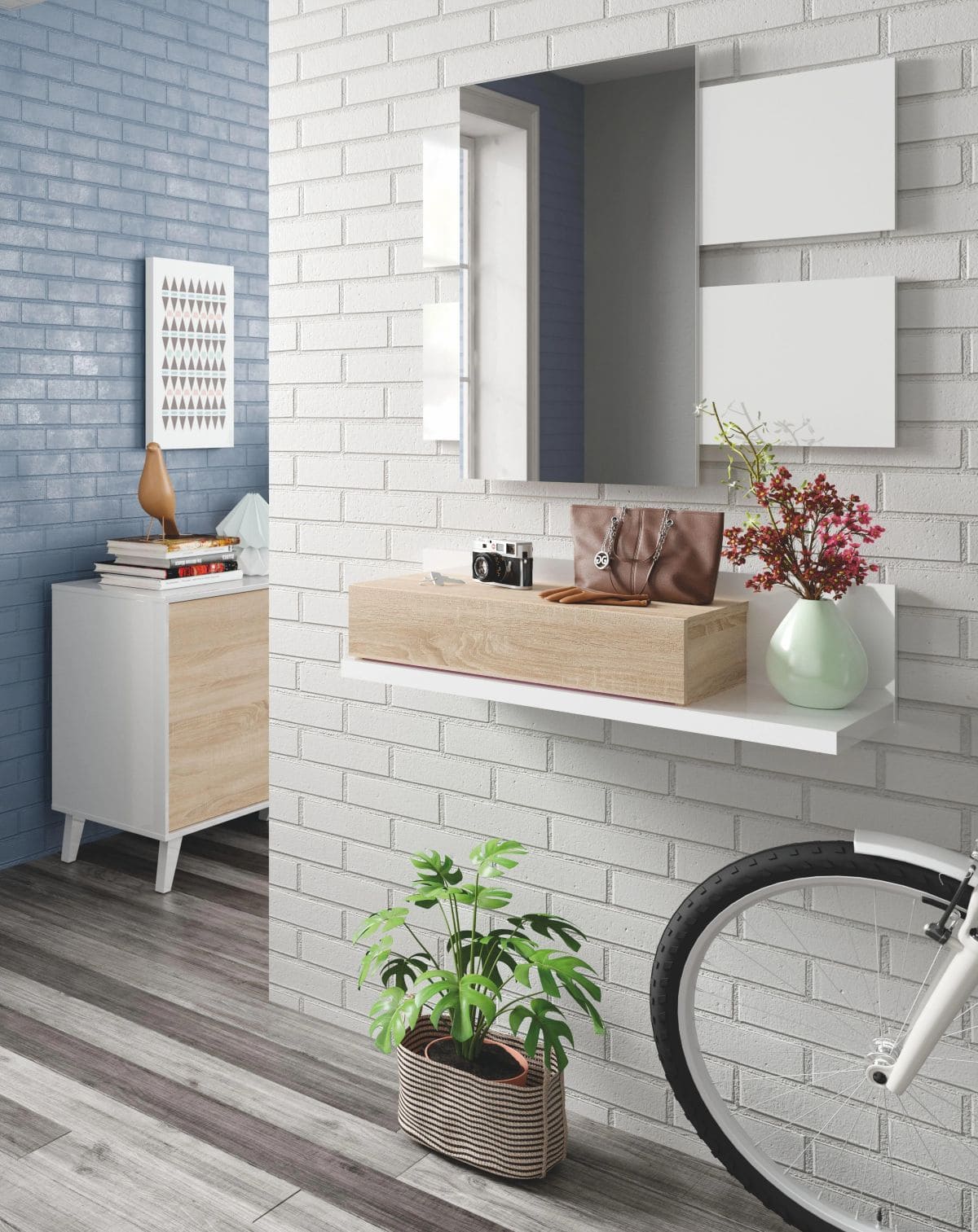 Mueble recibidor con espejo modelo Tekka de Leroy Merlin