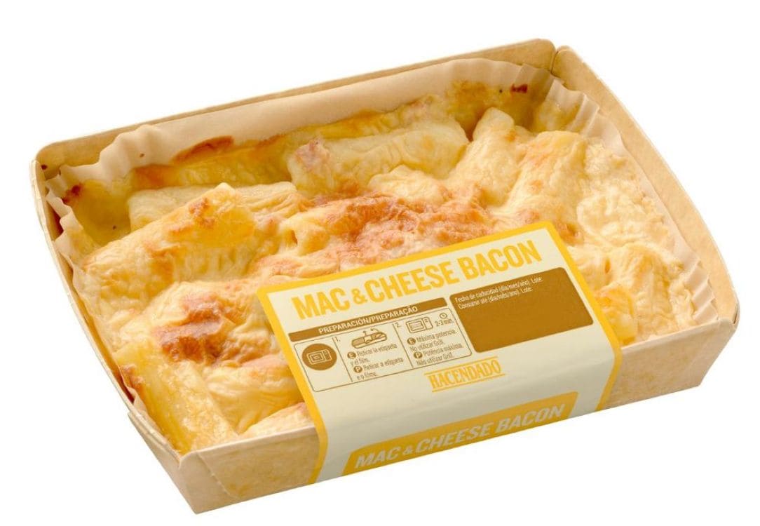 Macarrones con queso y bacon Hacendado