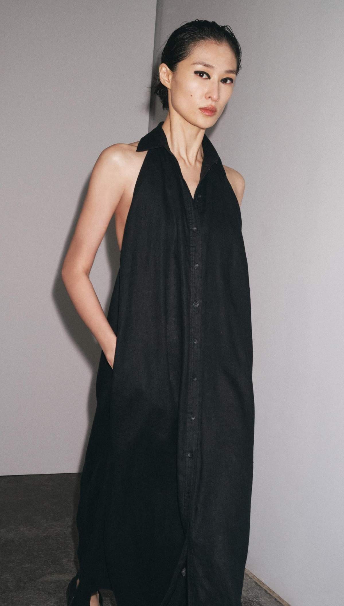 Vestido halter lino 100 zw collection de Zara