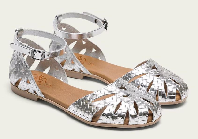 Sandalias de piel metalizada con talón y pala cerrada Porronet