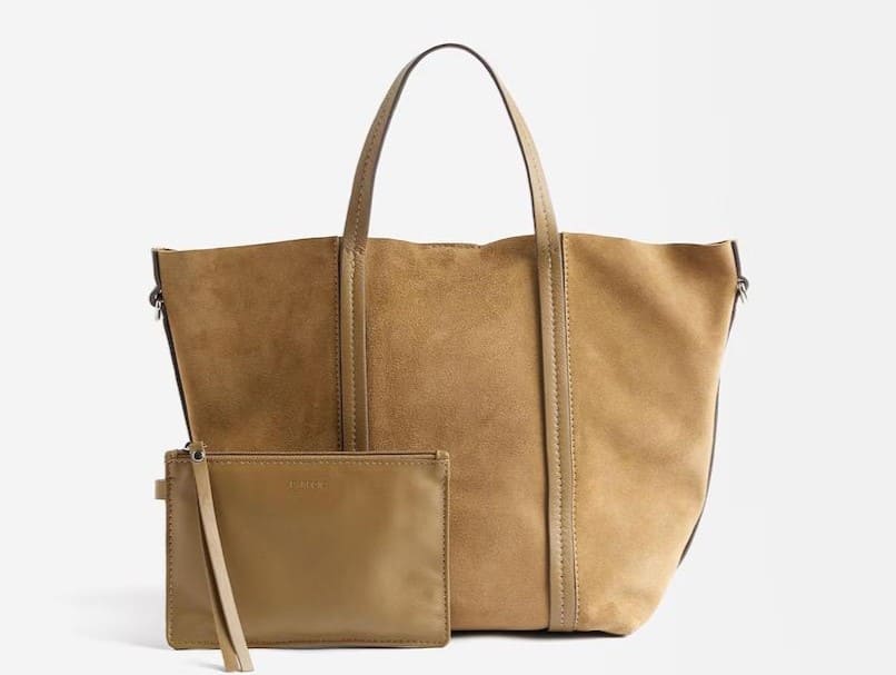 Bolso de mano estilo tote de piel con cierre imantado y neceser extraíble
