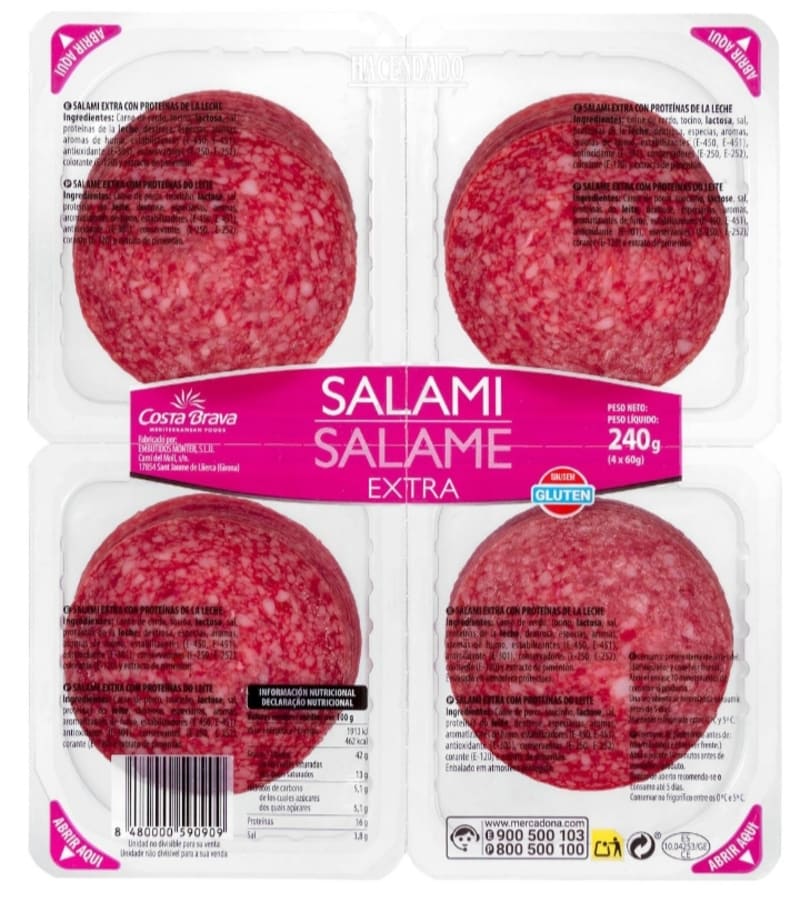Salami extra Hacendado en lonchas
