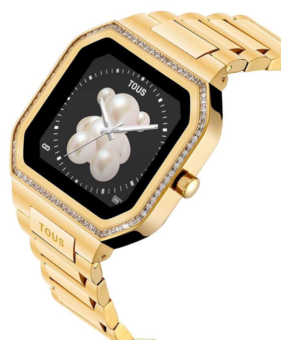 El reloj smartwatch con brazalete de acero dorado y zirconitas B-Connect de Tous