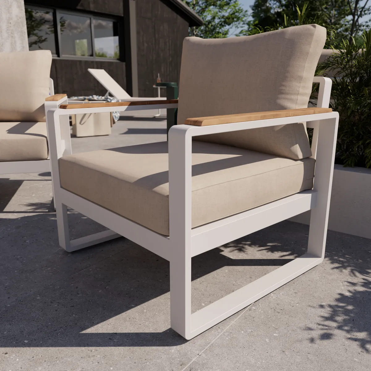 El sillón de jardín con cojín de jardín de aluminio Persea blanco de Leroy Merlin