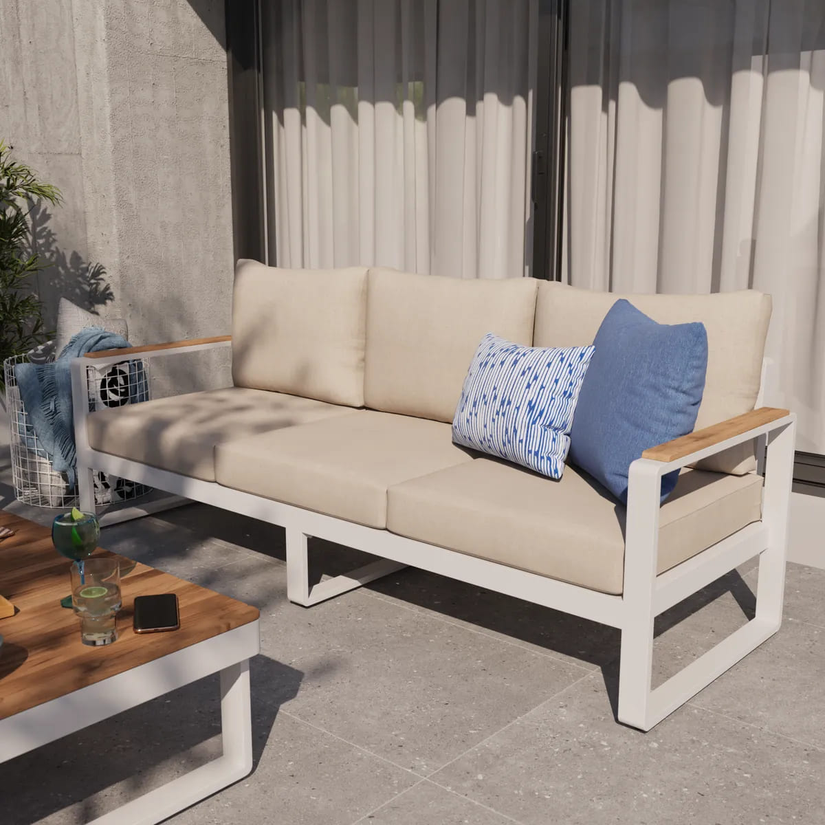 El sofá de jardín con cojín de jardín de aluminio Persea blanco de Leroy Merlin