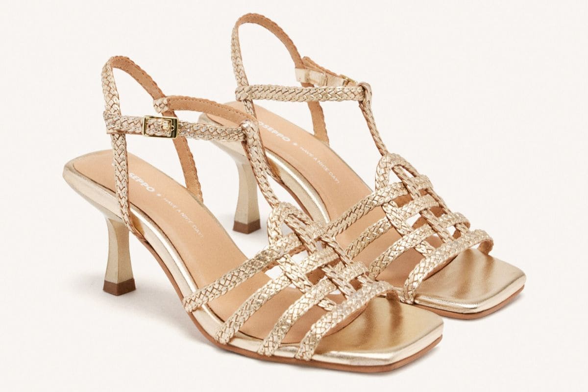 Gioseppo Sandalias de tacón de mujer de piel con tacón fino y cierre ajustable