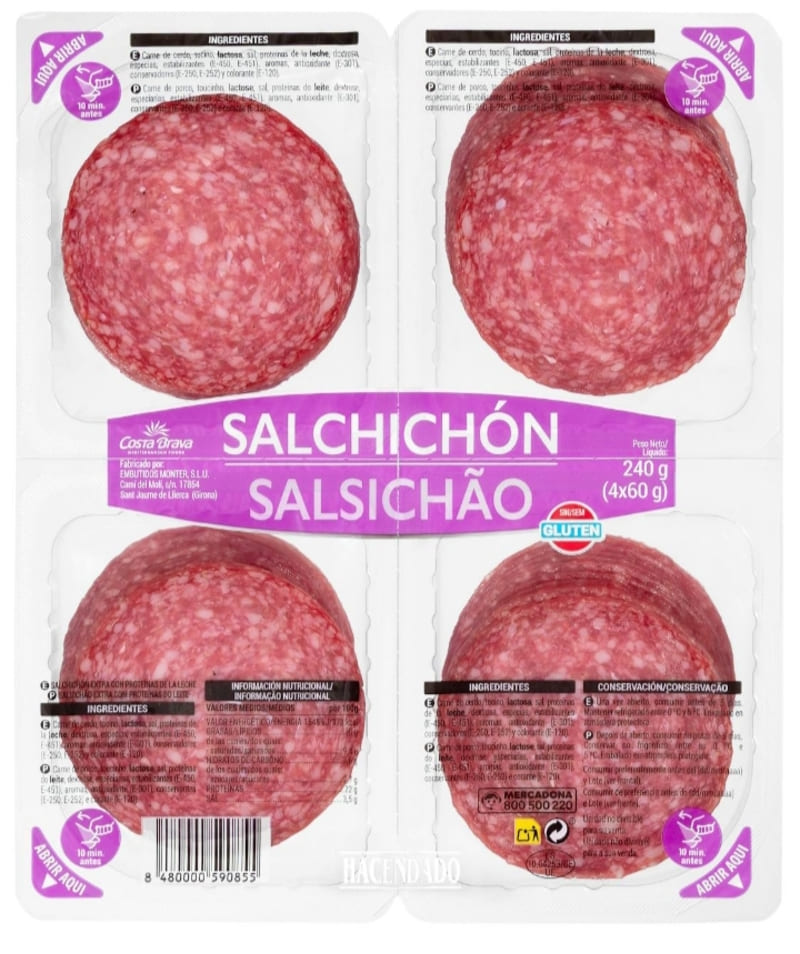 Salchichón extra en lonchas Hacendado