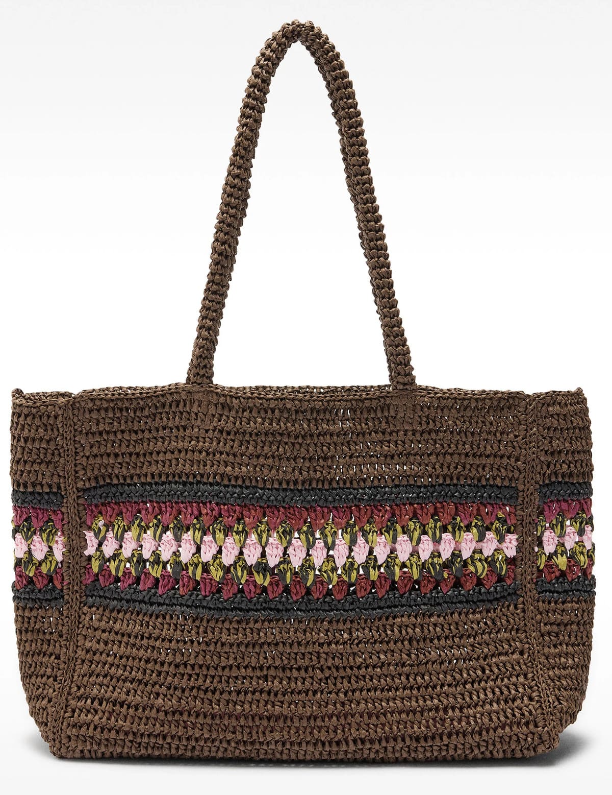 El nuevo bolso shopper efecto rafia en color marrón de Parfois