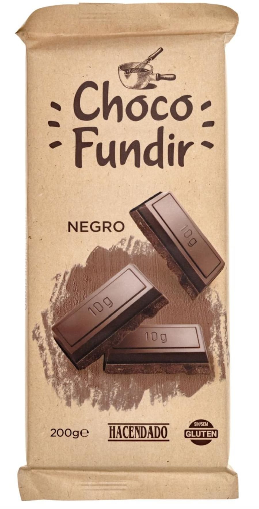 Chocolate negro 70% cacao fundir 0% azúcares añadidos Hacendado
