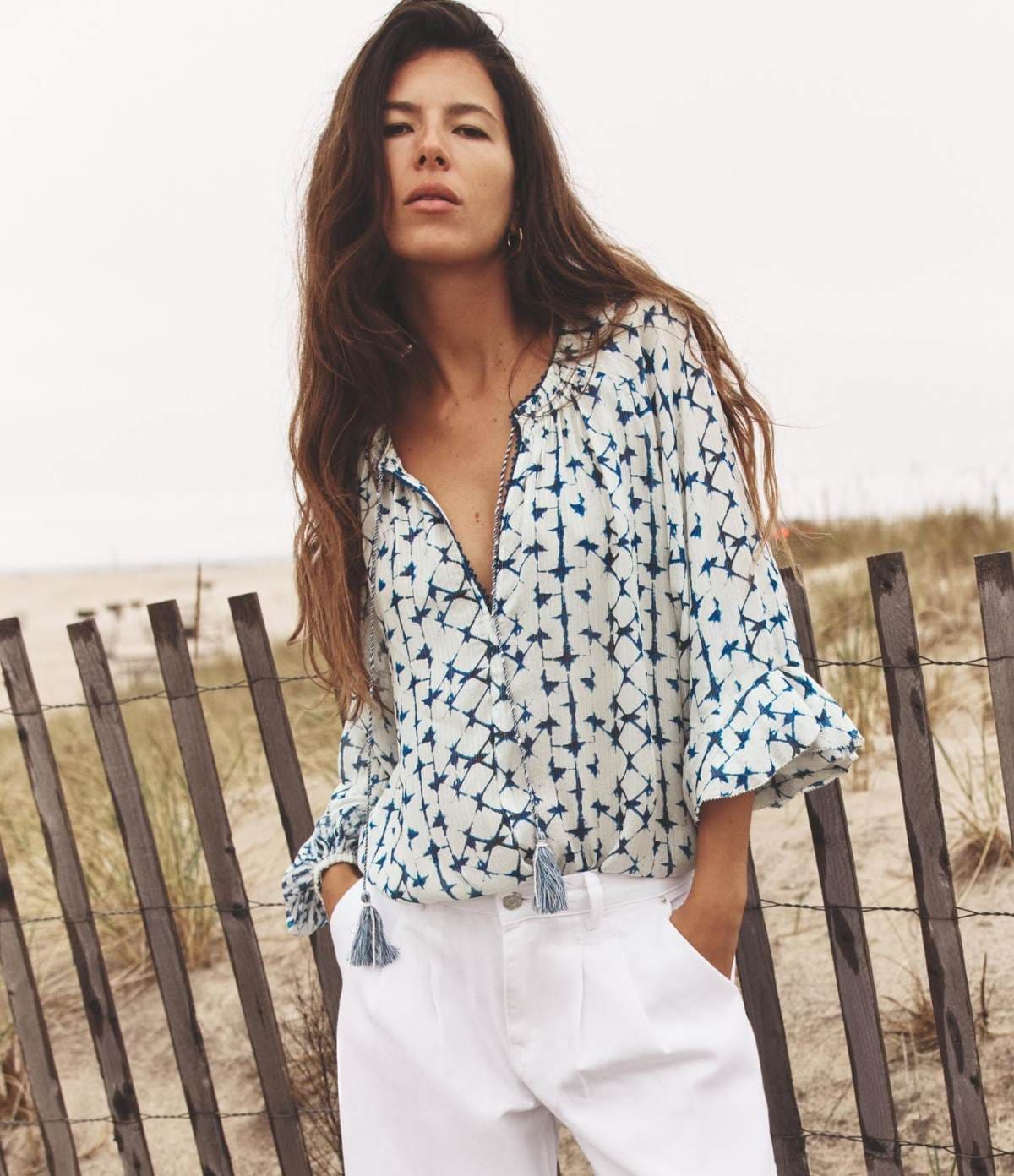 Blusa estampada hilo metalizado de Zara