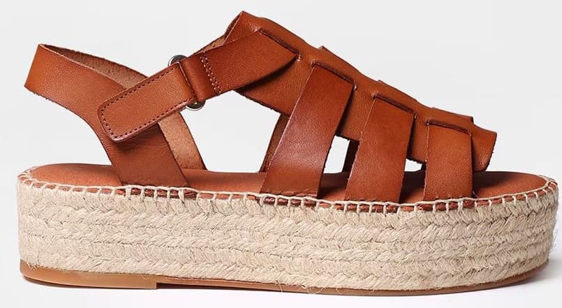 Alpargatas de plataforma de piel con cierre adherente, Toni Pons