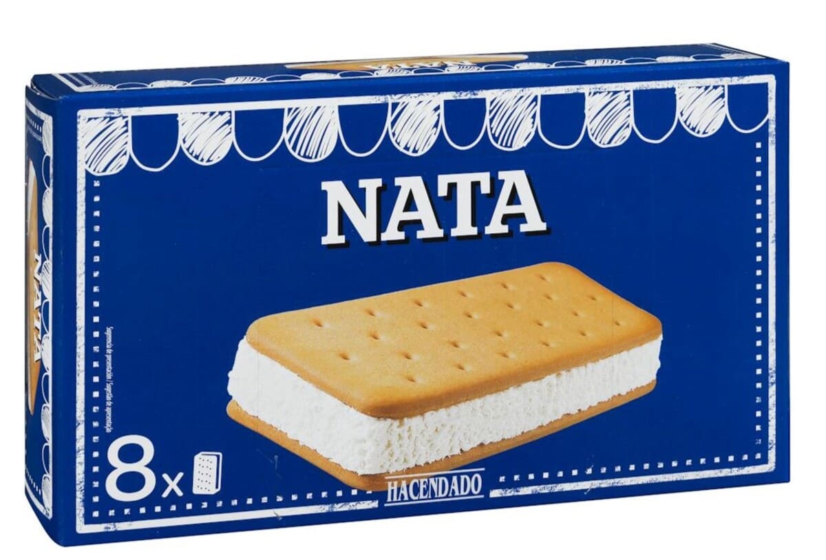 Helado sándwich de nata Hacendado