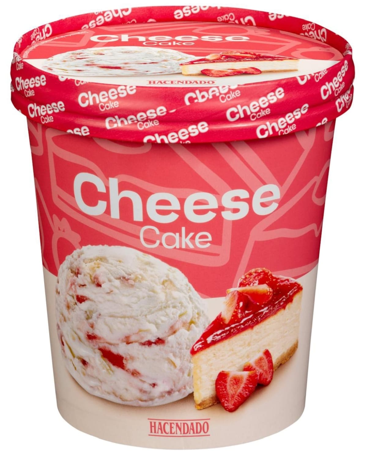 Helado tarta de queso con fresas Hacendado