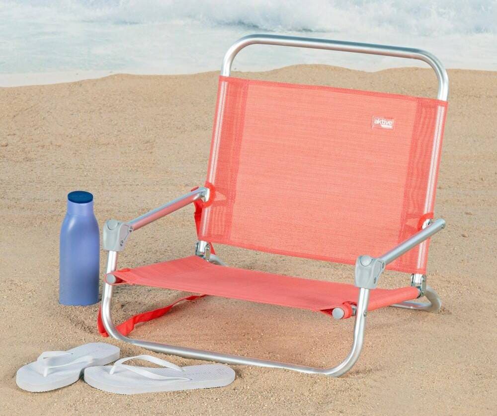 Aktive Silla de playa plegable pequeña coral asa de hombro de Decathlon