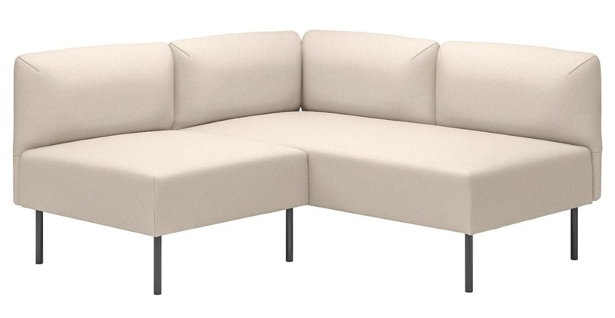 LILLEHEM Sofá esquinero modular de 2 plazas, Vissle beige metal de IKEA