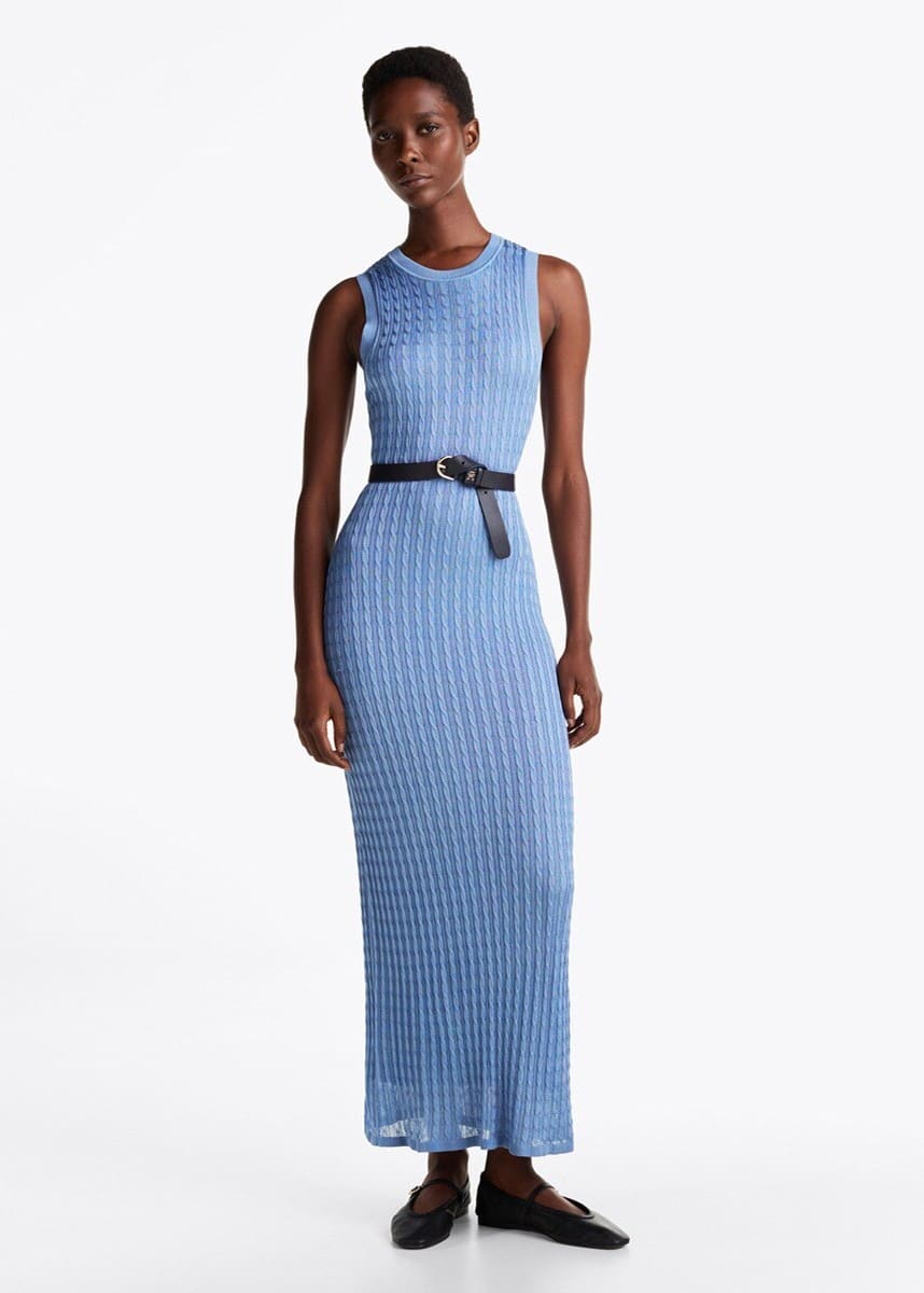 Tommy Hilfiger Vestido de punto sin mangas con cuello redondo