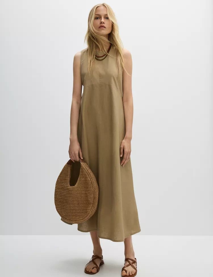 Vestido midi rústico