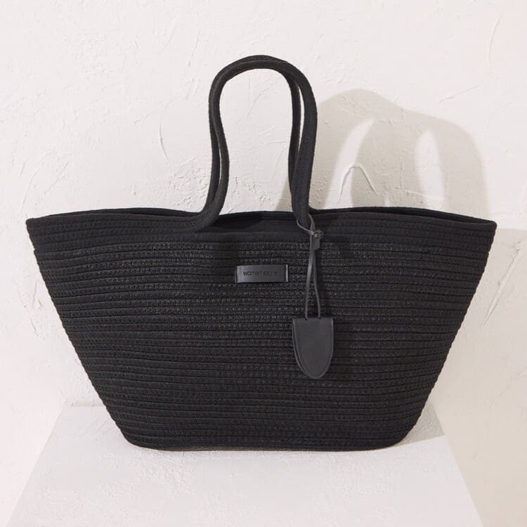 Bolso capazo negro rafia