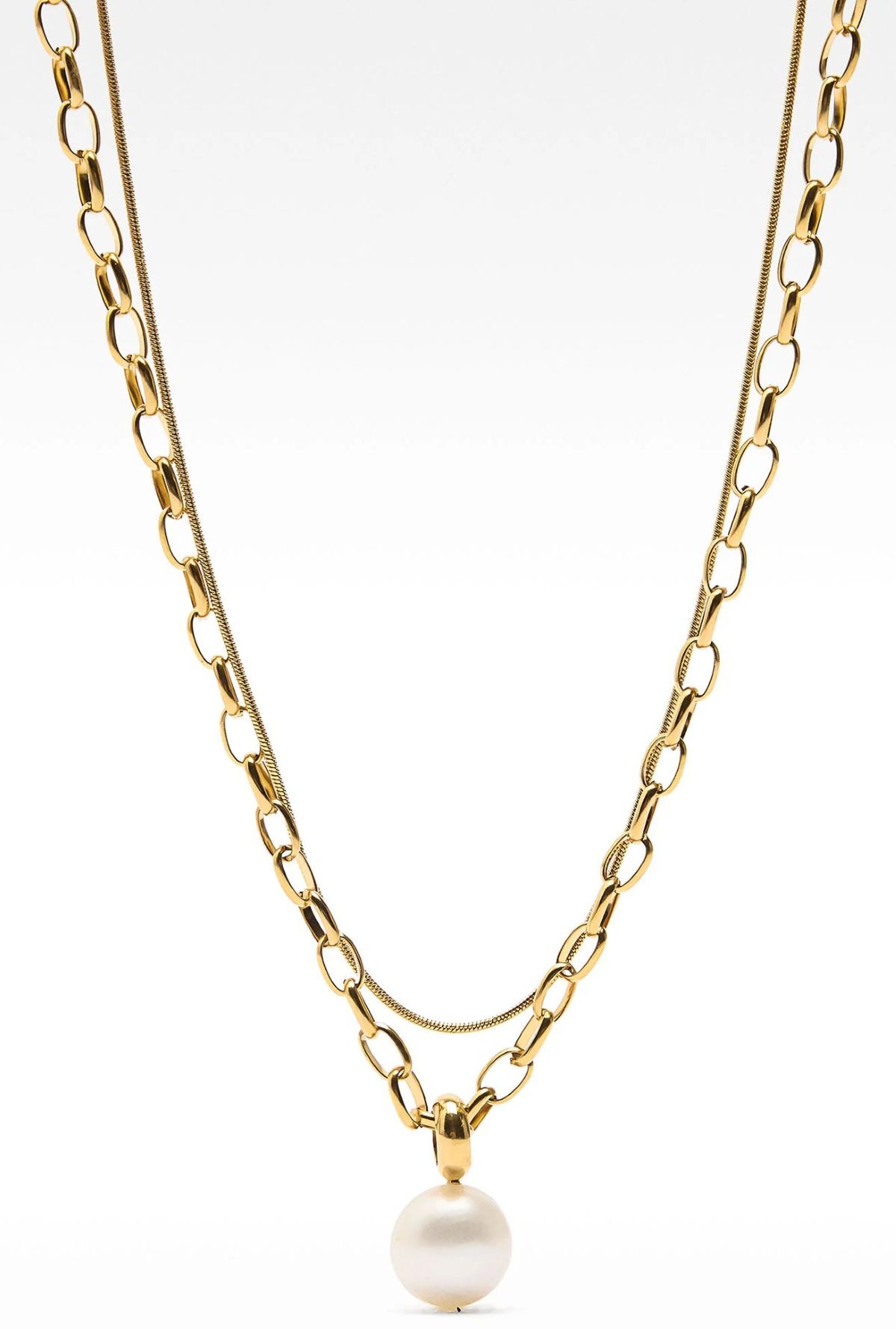 Collar duplo con perla de agua dulce de Parfois