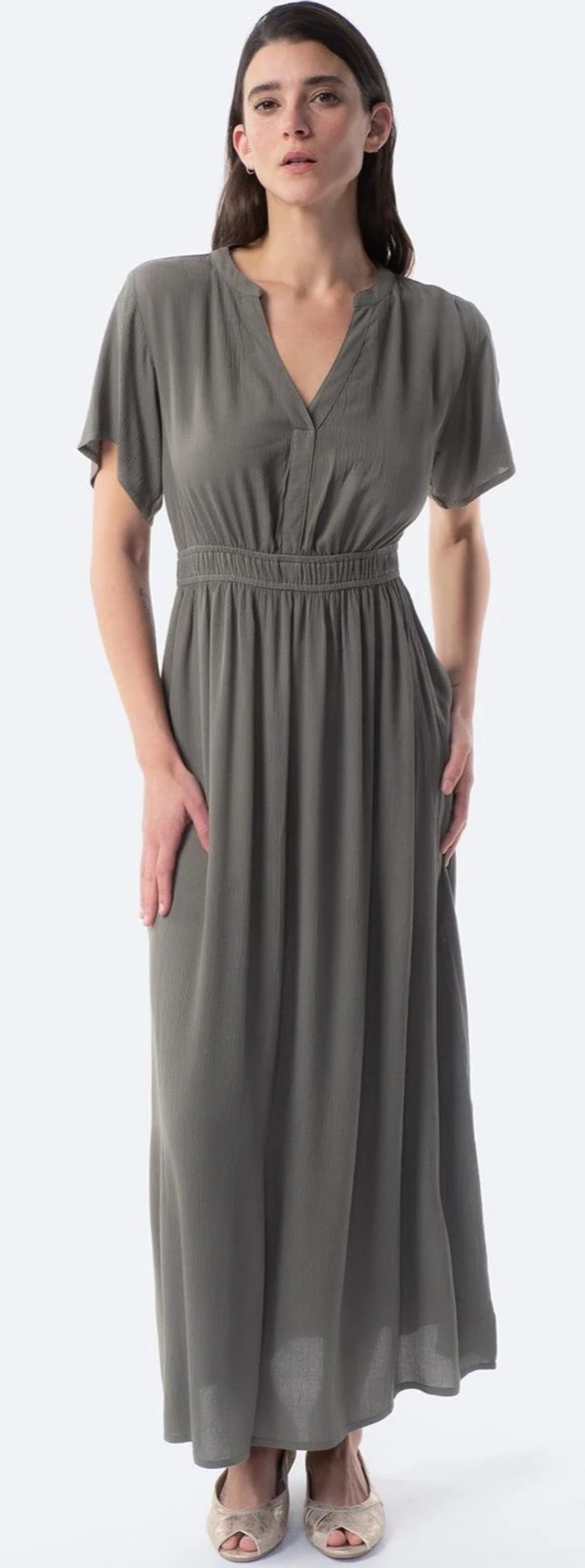 Vestido largo de manga corta TEX de Carrefour