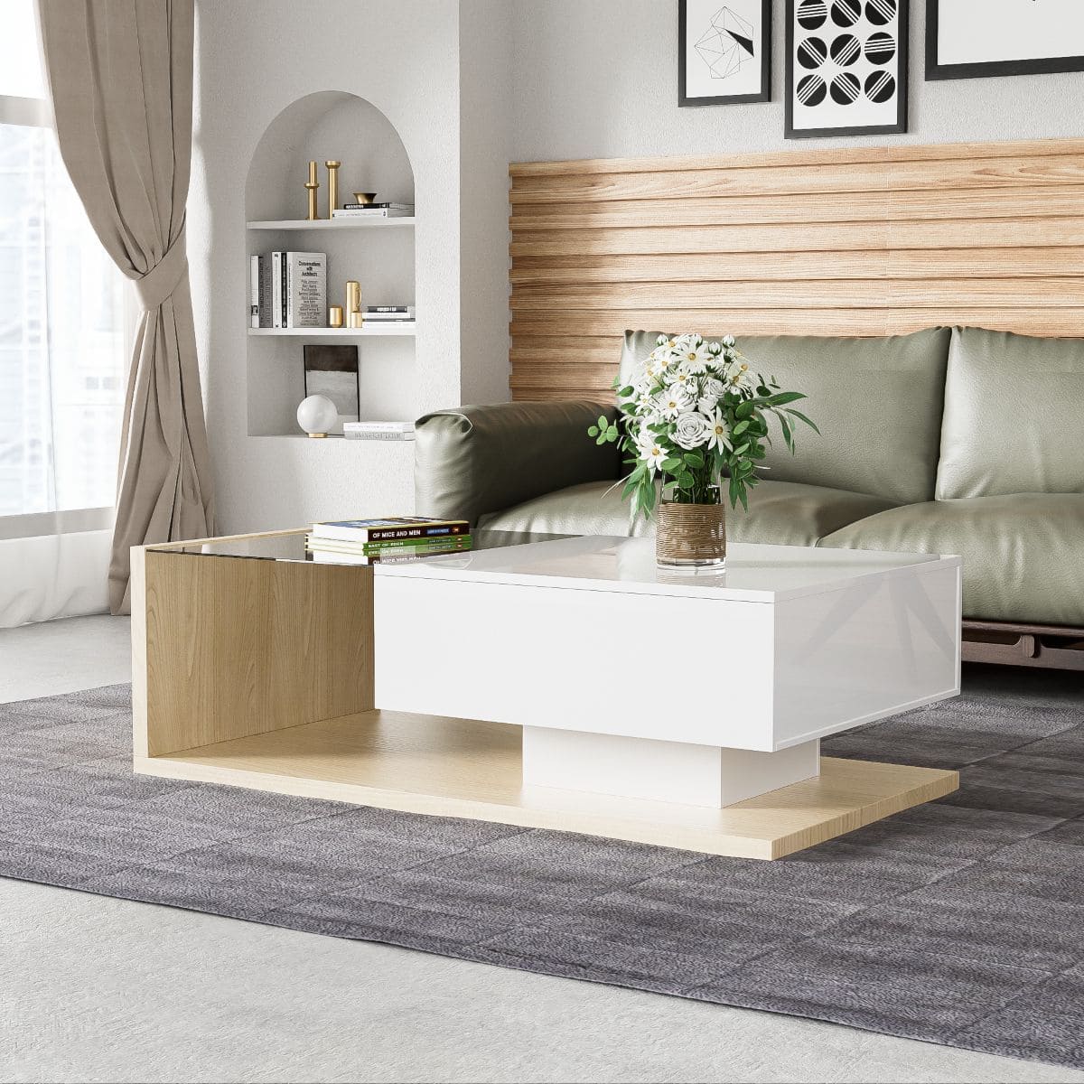 Mesa de centro con un cajón y estantes Muebles Chic de Leroy Merlin