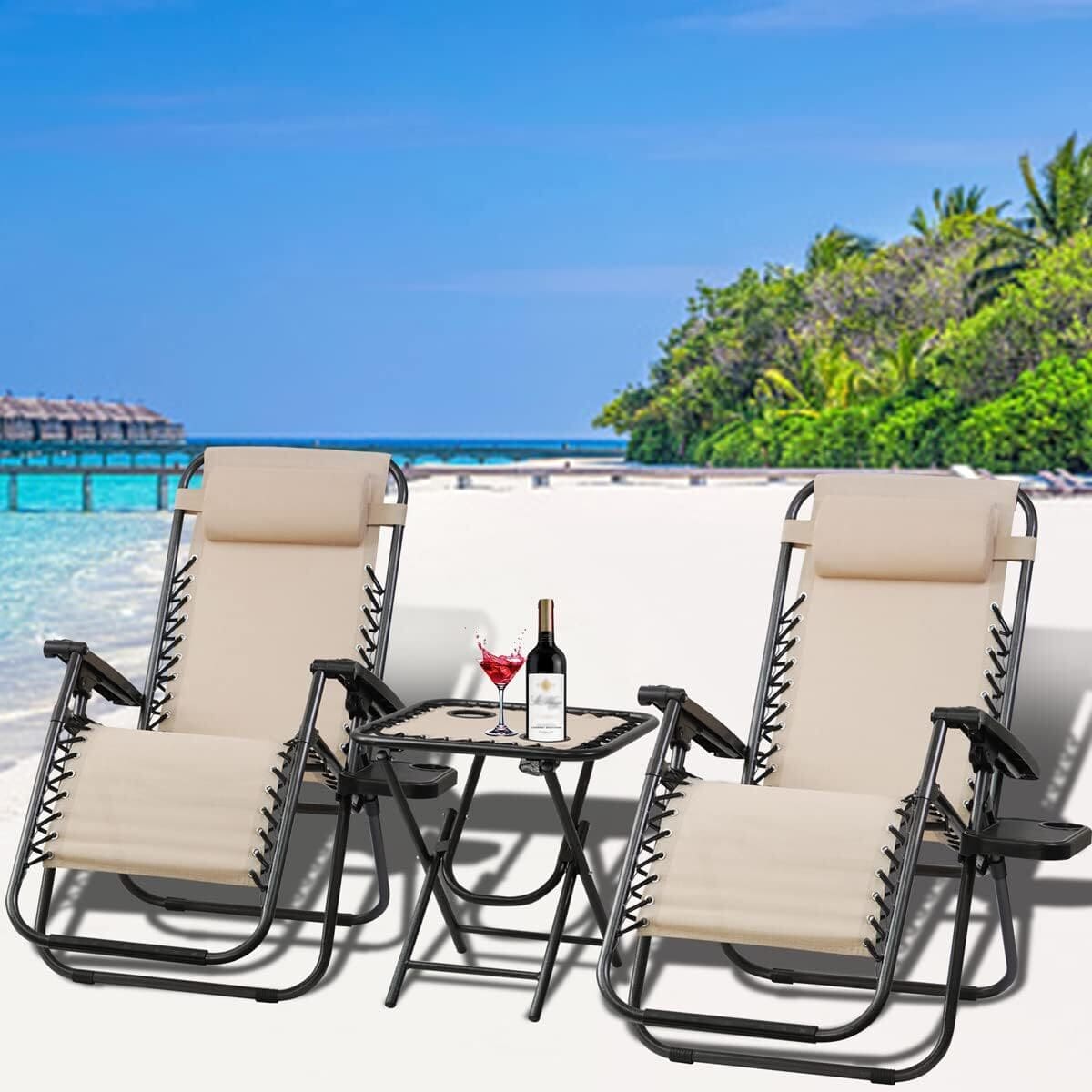 Pack de 2 tumbonas de exterior plegables y reclinables T-LOVENDO.ES