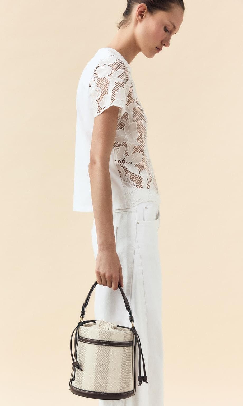 Bucket canvas rayas de Zara