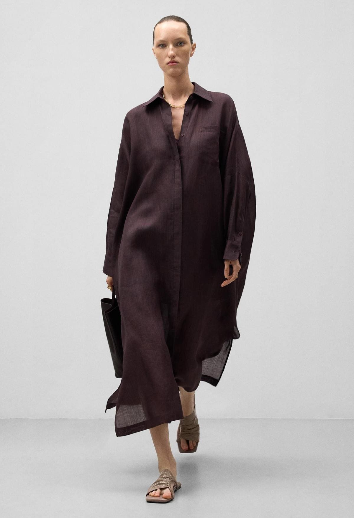 Adolfo Dominguez Vestido camisero de ramio en El Corte Inglés