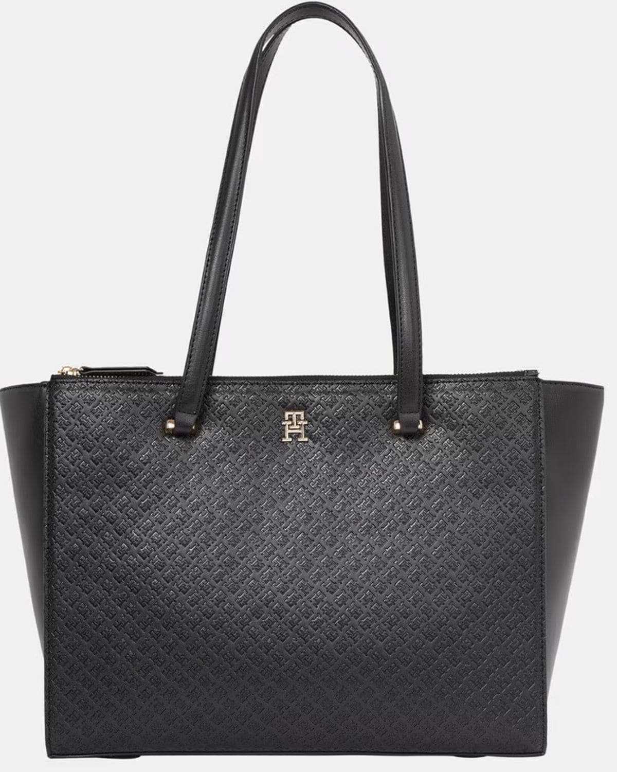 Bolso estilo tote en color negro y estampado monogram Tommy Hilfiger de El Corte Inglés