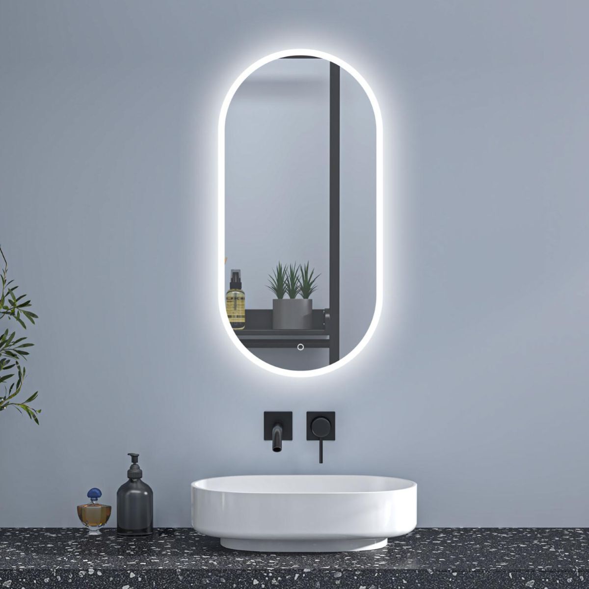 Espejo de baño LED ovalado 500 x 900 mm AICA SPAIN de Leroy Merlin
