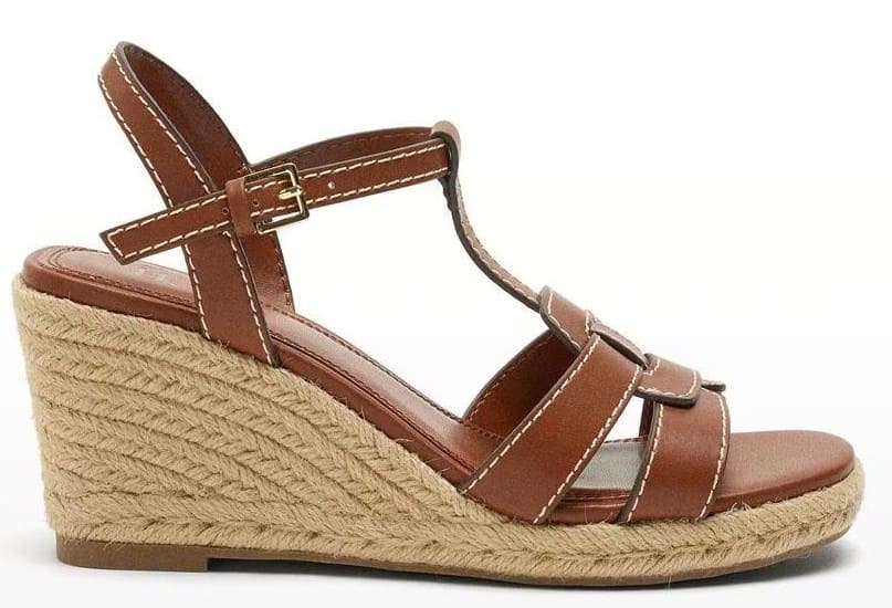 Sandalias de cuña con tiras y cierre de hebilla en liso