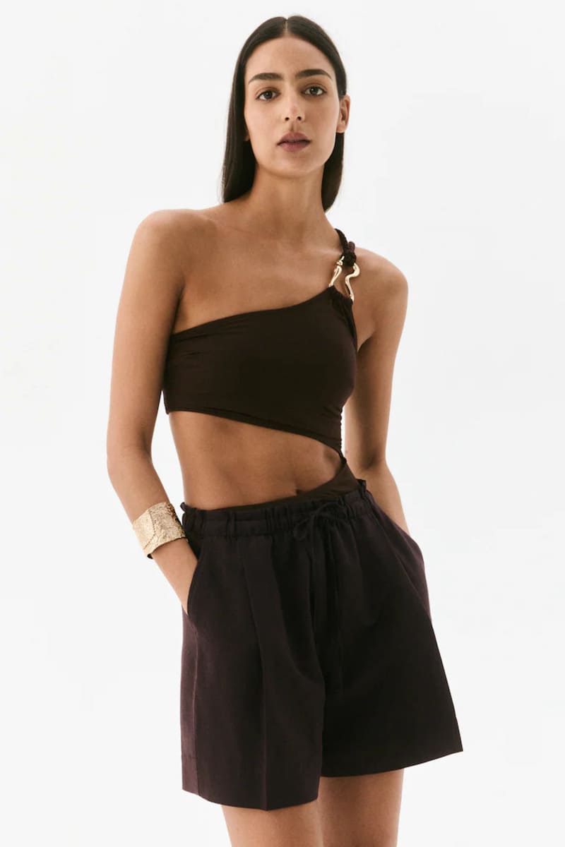 Pantalón corto en mezcla de lino