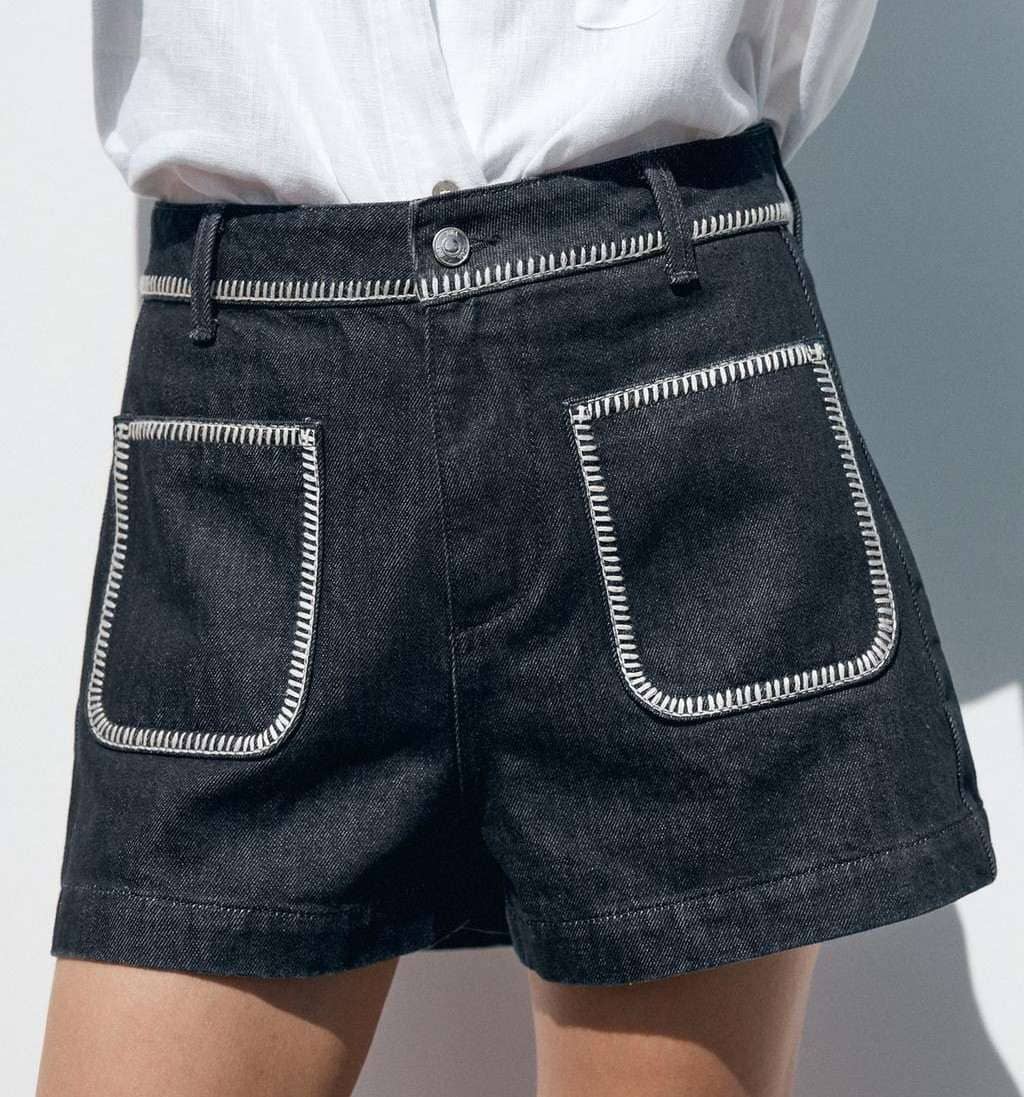 Shorts z1975 denim pespuntes bordados de Zara