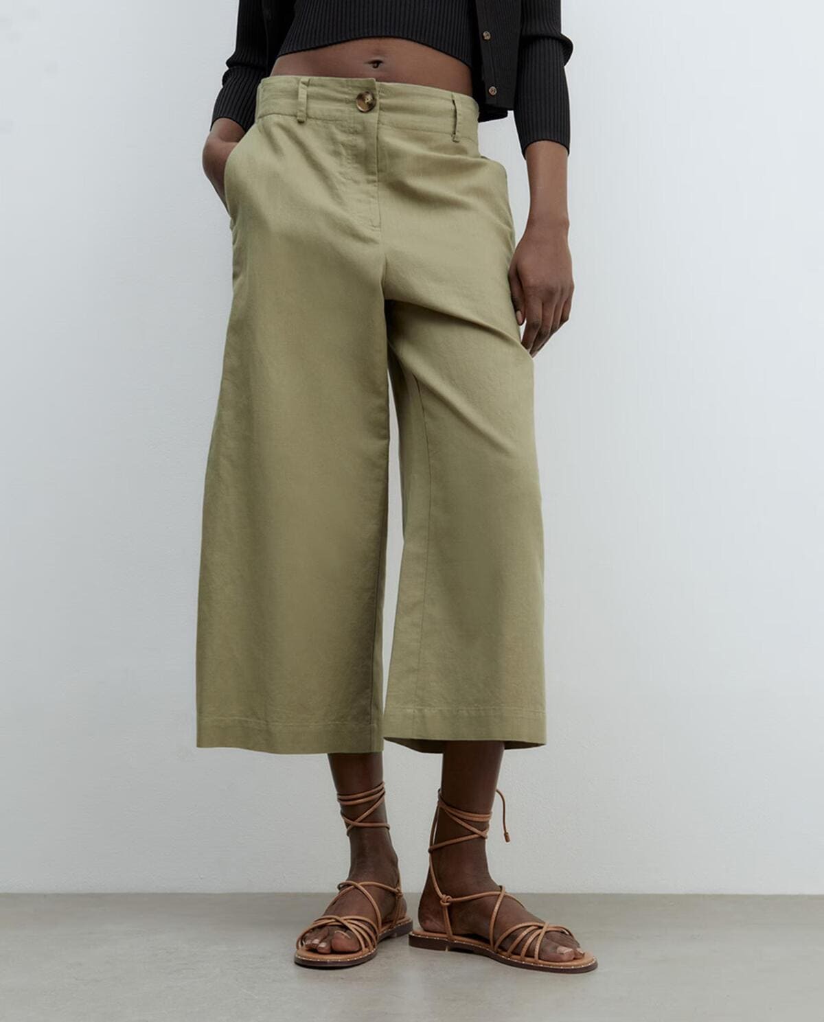 Pantalón culotte de lino