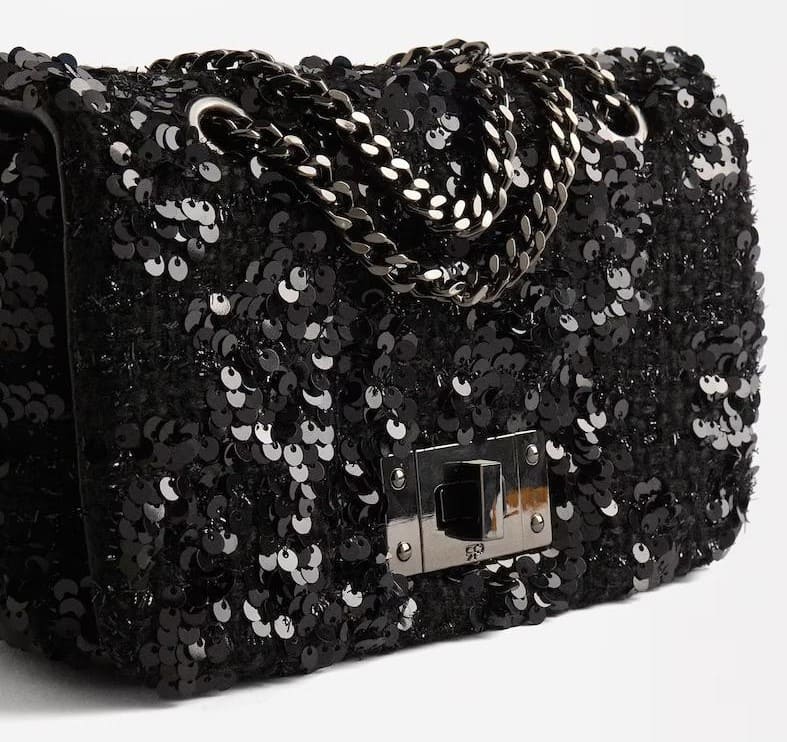 Bolso de fiesta multiposición con lentejuelas y cierre de botón en liso (2)