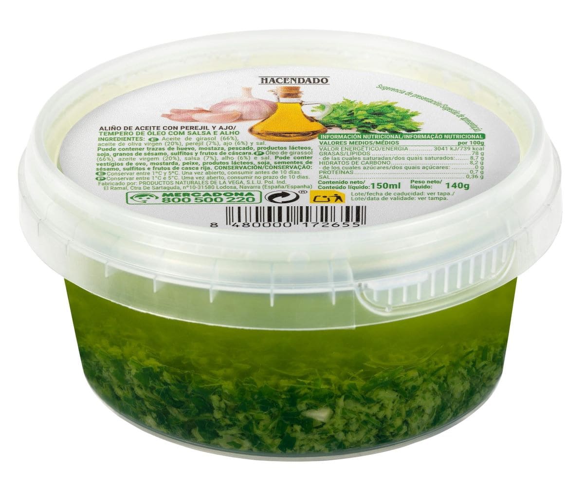 Aliño de aceite con perejil y ajo Hacendado