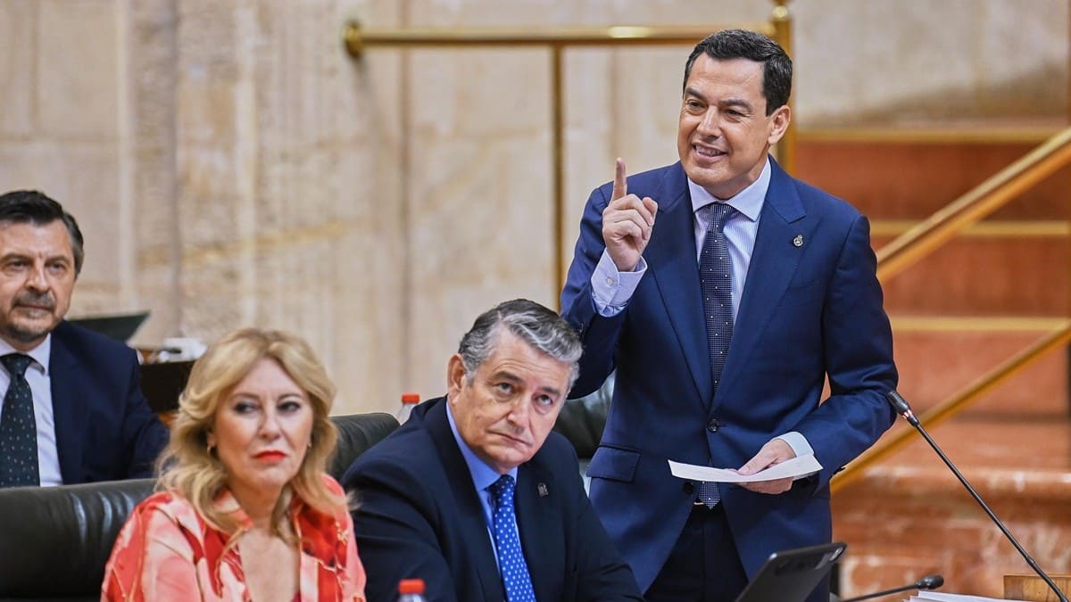 El presidente andaluz, durante su turno de réplica
