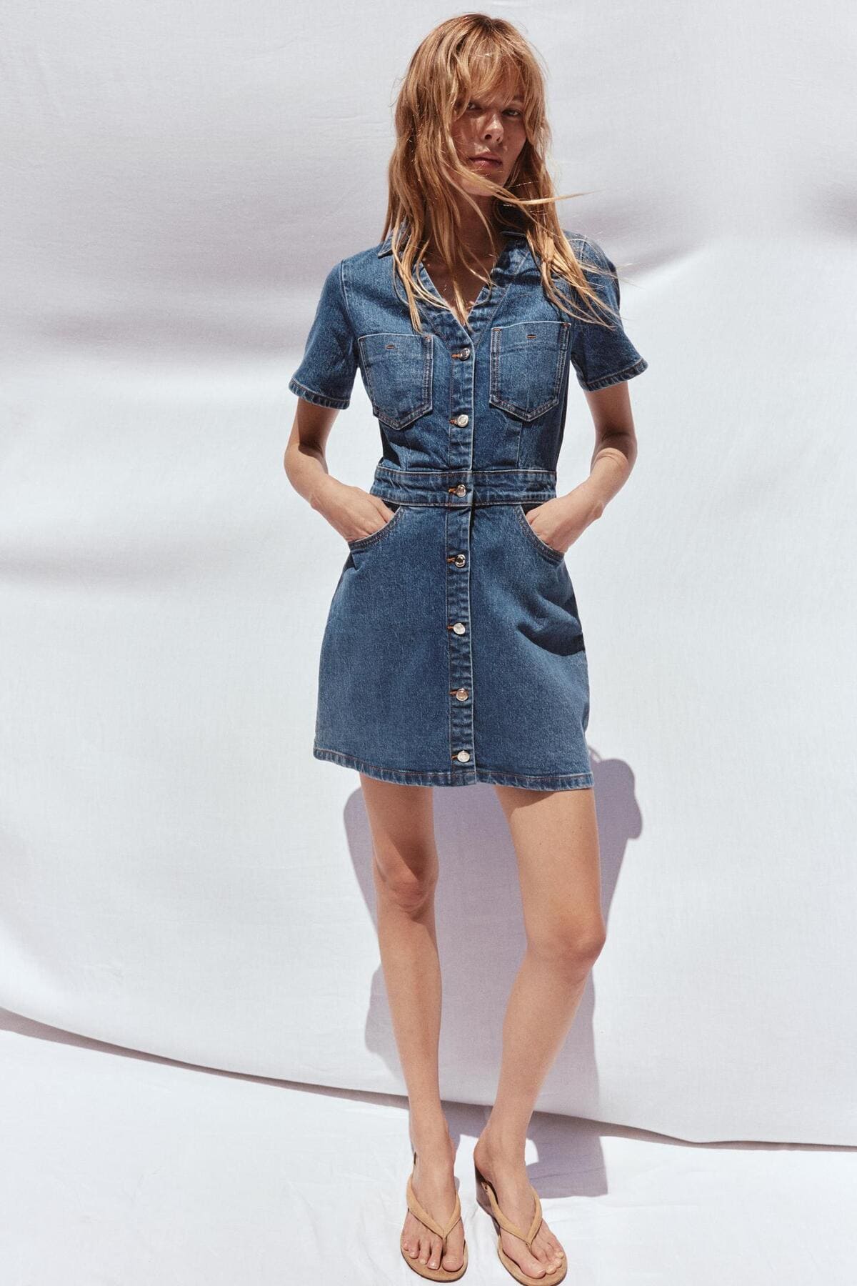 Vestido Z1975 mini en denim y de manga corta