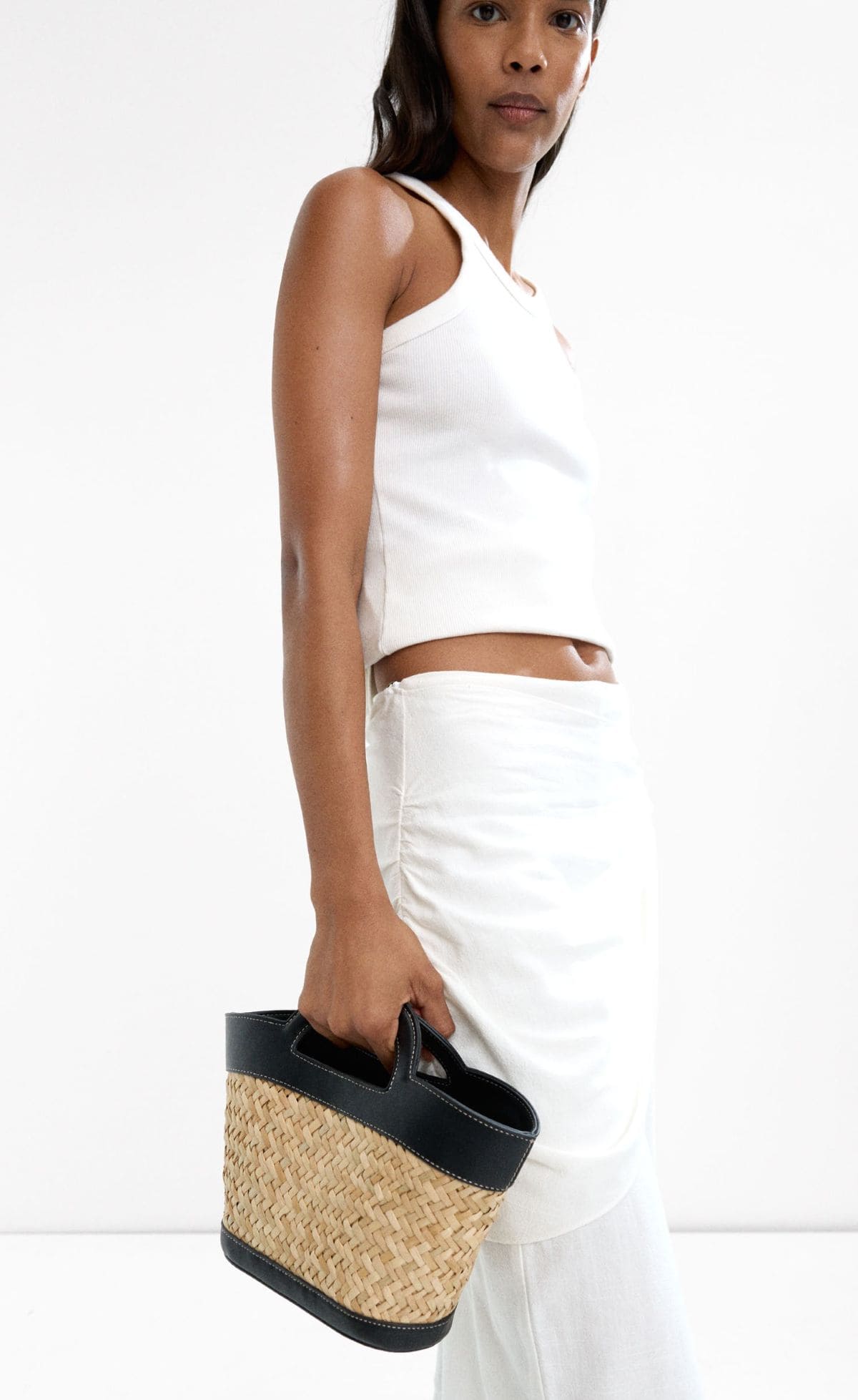 Bolso tote de rafia con asa de Parfois