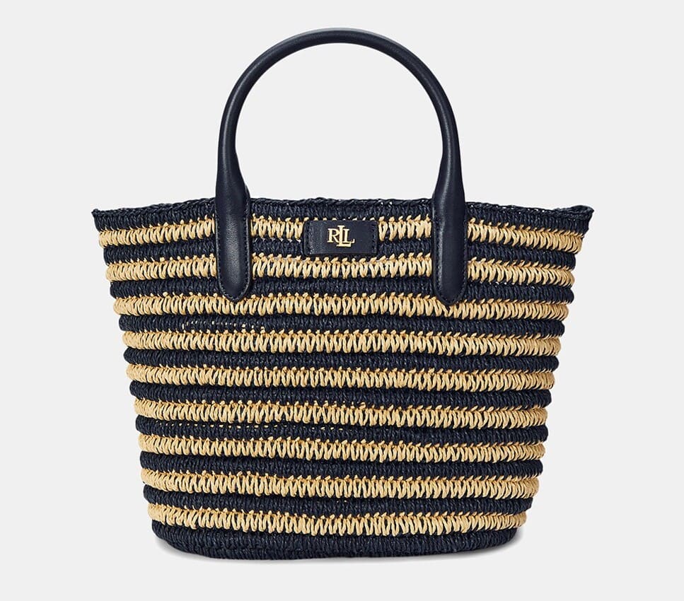 Ralph Lauren bolso tote de mujer Brie mediano de rafia a rayas en El Corte Inglés