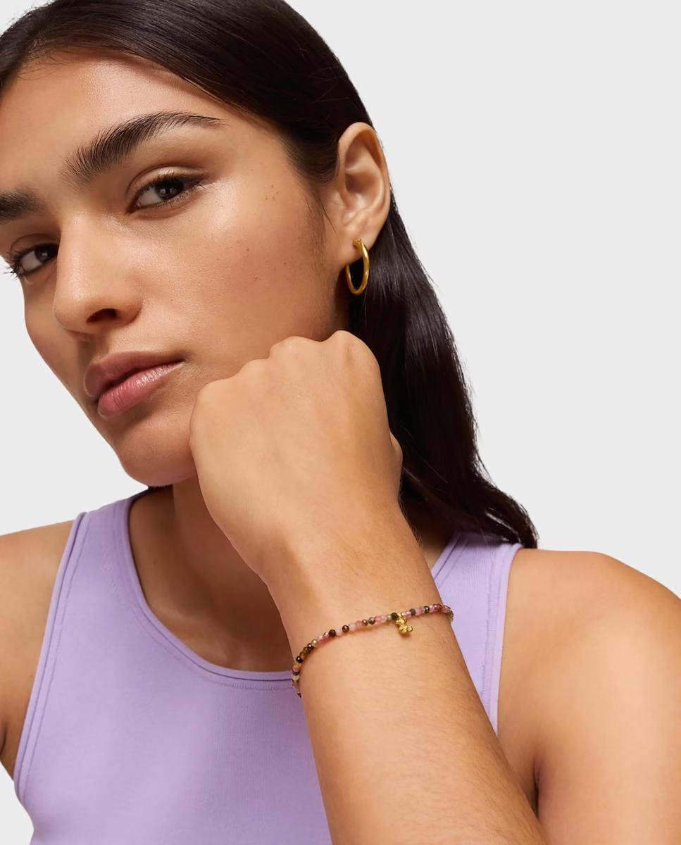 Pulsera Bold Bear elástica bañada en oro 18 kt sobre plata con turmalinas