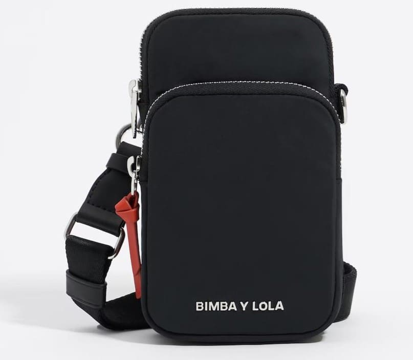 Bandolera mini Bimba y Lola de nylon y piel con cierre de cremallera