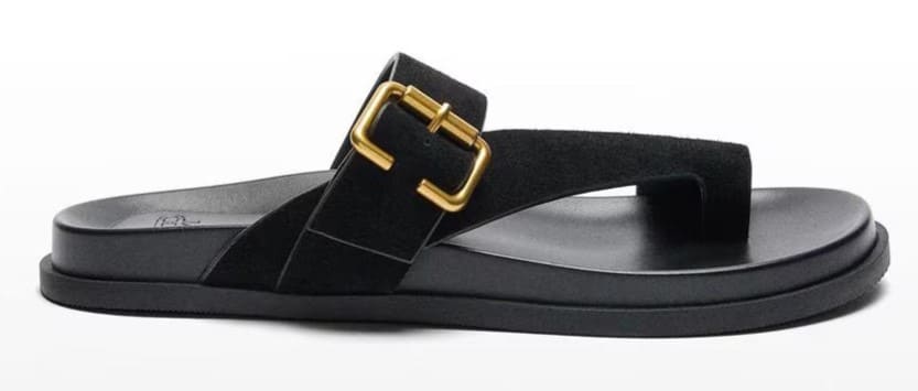 Sandalias planas de piel con tira y hebilla ajustable